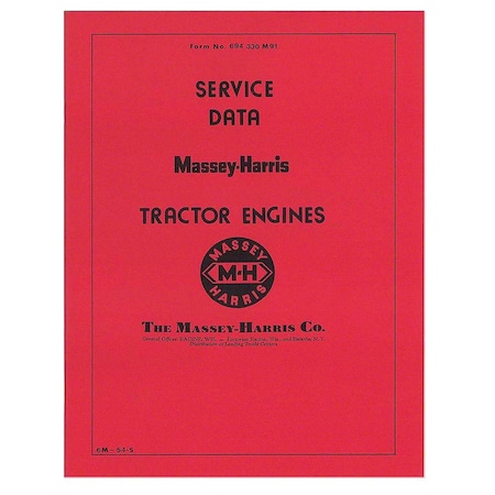 Aftermarket REP060 Manual MH Service Data For Tractor Engines Fits Massey Harris REP060-STR